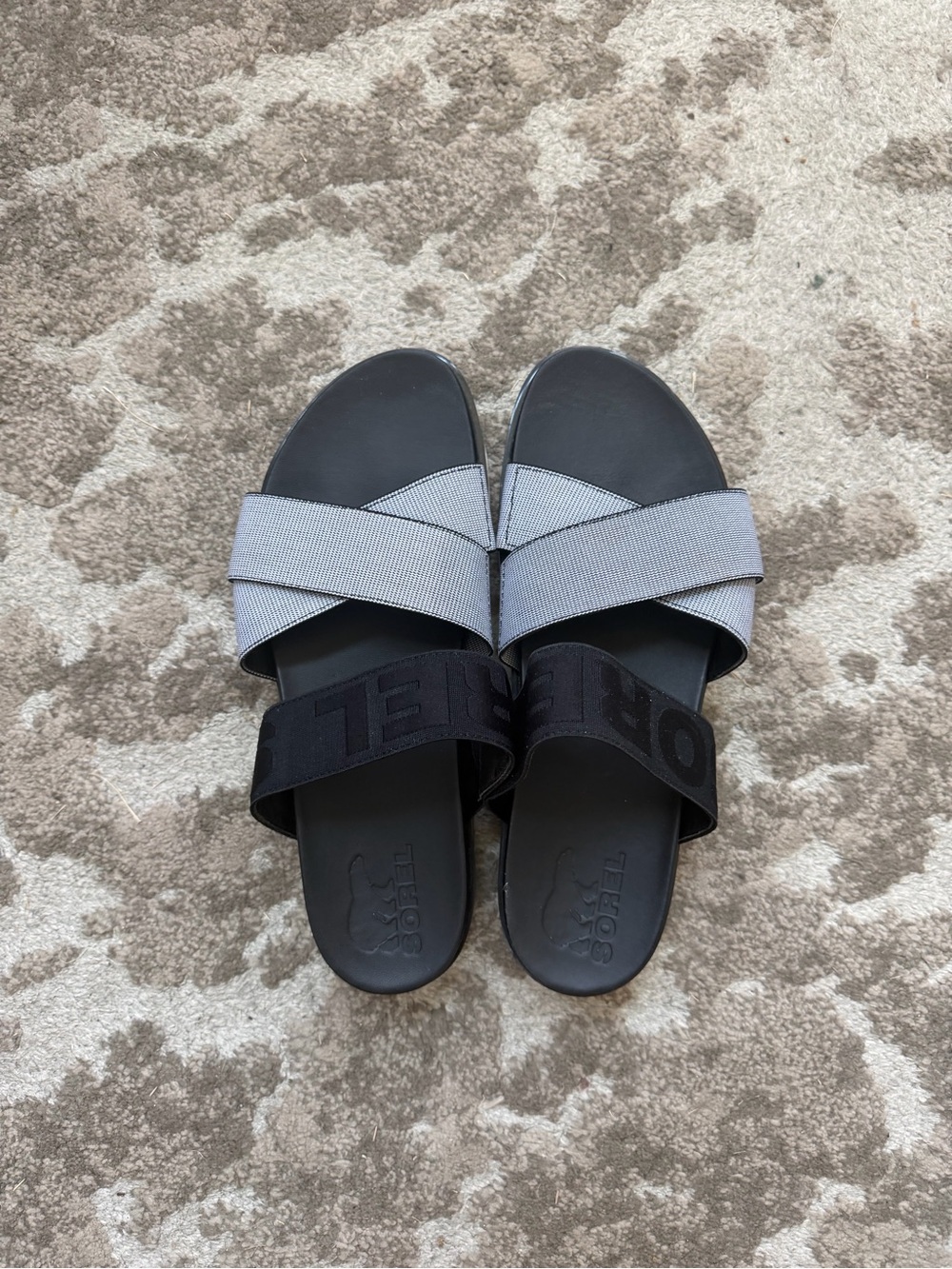 Sorel Women’s Black and Gray Crossband Slide Sandals
